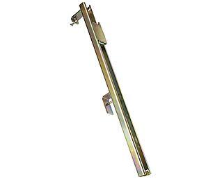 Brytarkurva (skena) i metall. Används för att stanna hissen vid våningsplanet